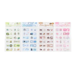 Four sets of cute cartoon animal and plant themed sticky index tabs on white background.