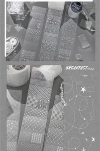 Detail showing various patterns of polka dot and star glitter washi tape
