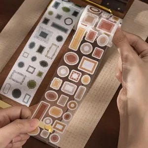 Vintage style decorative washi tape with various mini frame designs for scrapbooking