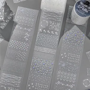 Premium decorative glitter PET tape with star and polka dot patterns for DIY journaling