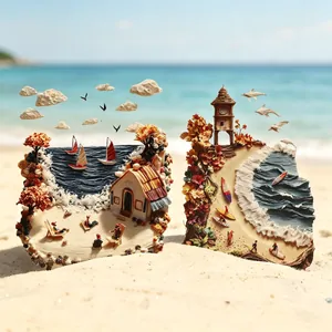 Paquete de pegatinas decorativas de paisajes de playa para diarios y scrapbooking