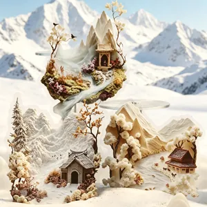 Pegatinas de paisajes de montaña nevada oriental para decoración de diarios y scrapbooking