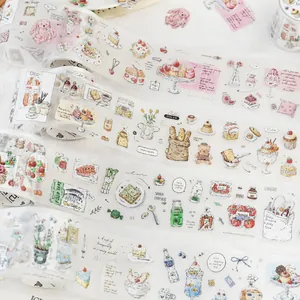 Matte PET Tape Four Quarters Series Hand-drawn Watercolor Food Animal Decorative Washi Tape For Journal Scrapbooking Gift