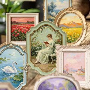 Retro Story sticker collection with vintage oil painting frames for DIY scrapbooking.