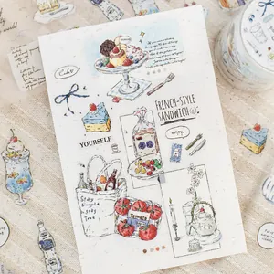 Matte PET stationery tape featuring delicate watercolor food and lifestyle illustrations.