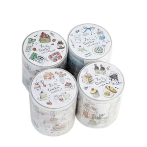 Matte PET decorative tape Four Quarters series with hand-drawn food illustrations