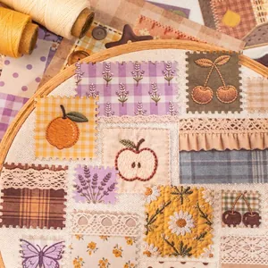 Vintage embroidery pattern paper stickers for DIY journaling and scrapbooking decor