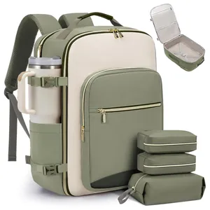 Large Capacity 40L Travel Backpack Set Waterproof 17 Inch Laptop Bag Multi-Piece Luggage Style 180 Open For Men Women