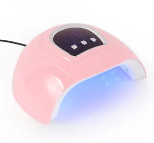 Détail de la lampe à ongles USB rose 54W avec boutons de commande et lumière LED