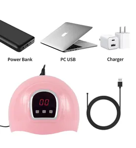 Lampe à ongles rose 54W USB avec options de charge multiples et écran LCD numérique clair