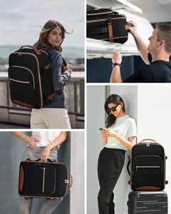 Versatile large capacity travel backpack shown in various business and travel scenarios.