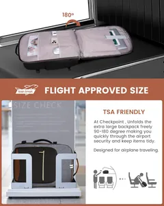 TSA friendly 180 degree laptop backpack showing airport size compliance