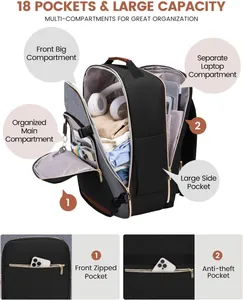 Professional travel backpack featuring 18 pockets and a dedicated laptop compartment