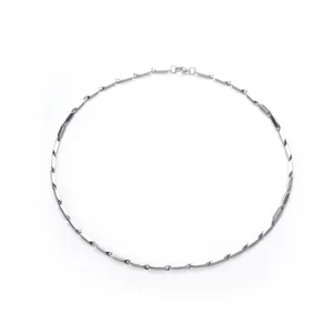 Collier minimaliste en acier titane avec motif losange bambou pour hommes et femmes