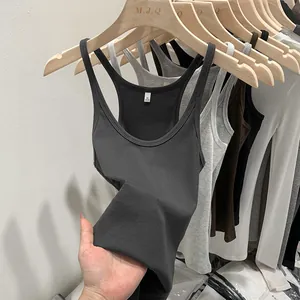 Sleeveless slim fit ribbed knit camisole tank top for women in multiple solid colors