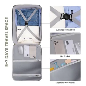 Large travel backpack interior organizer with 5-7 days space, fixing strap and wet pocket