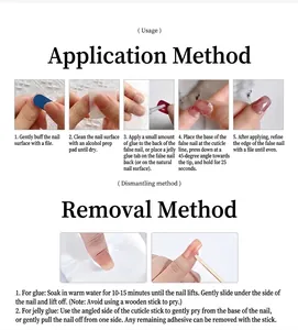 Manual de instrucciones ilustrado para poner y quitar uñas postizas de forma segura y fácil