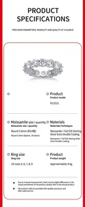 Specifiche dettagliate dell'anello eternity in moissanite argento 925 pietre tonde