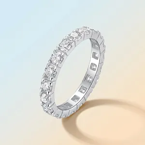 Elegant S925 silver eternity ring set with sparkling Moissanite stones for women