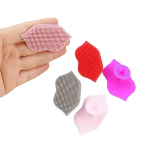 Professional soft silicone lip scrubbing brushes with suction cups in multiple colors