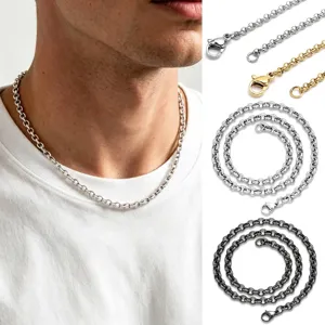 Minimalist 304 Stainless Steel Rolo Chain Necklace Hip Hop Titanium Steel O-Chain For Men Women Basic Jewelry Silver Gold