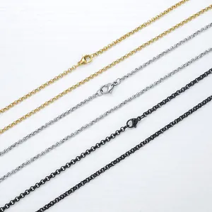 304 stainless steel rolo chain necklaces in gold, silver and black finishes