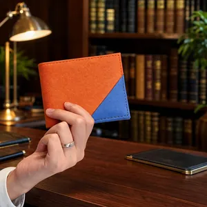 Ανδρικό Πορτοφόλι Bifold Saffiano PU Δέρμα Color Block Λεπτό Κοντό Θήκη Καρτών Με Τσέπη Με Φερμουάρ Μόδα