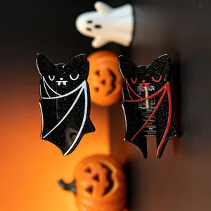 Halloween bat hair claw clips with glitter black finish and spooky character design