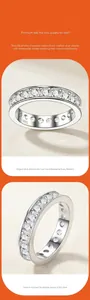 Close-up detail of S925 silver moissanite eternity ring showcasing exquisite setting