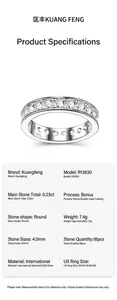 Detailed product specifications for S925 silver moissanite eternity ring.