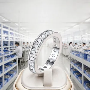 Elegant S925 sterling silver moissanite eternity ring fashion band for office wear