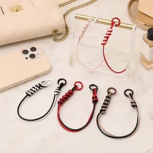 Braided PU Leather Rope Handheld Chain Phone Case Keychain Anti-lost Bag Decorative Accessory Multicolored Wrist Strap For Women