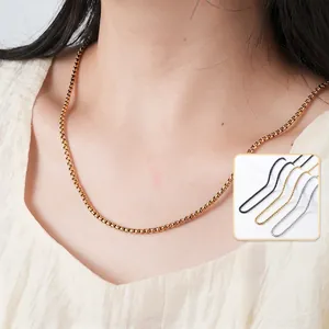 Collana A Catena Box Acciaio Inossidabile Catena A Maglie Lucida Gioielli Unisex