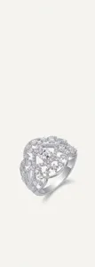 Detailed macro view of an intricate 925 silver moissanite ring for women fashion