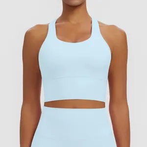Soutien-gorge de sport dos nageur bleu clair rembourré pour yoga et entraînements gym