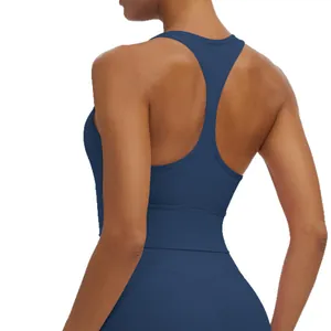 Soutien-gorge de sport dos nageur bleu marine pour le yoga et le fitness en tissu respirant