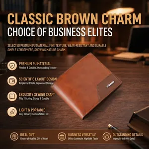 Men Folding Wallet PU Leather Patchwork Multi Card Slots Zipper Coin Pocket Business Minimalist Short Horizontal Purse