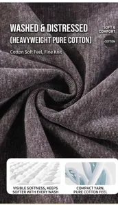 Détail macro montrant la texture de haute qualité du tissu en coton lavé lourd de 230g