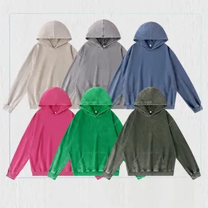 Hoogwaardige zwaargewicht oversized vintage gewassen hoodies in diverse kleuren met zakken