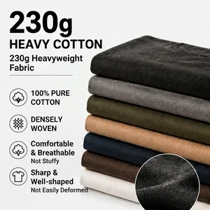 T-shirts 230g en coton épais délavé en plusieurs couleurs avec détail de tissu