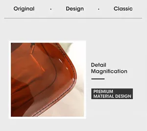 Close-up detail showing the transparent amber material and black stitching of the jelly bag