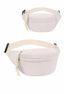 Minimalistische off-white Nylon-Gürteltasche mit gewebtem Reißverschluss und Schnalle