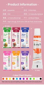 Set de peinture professionnel pour acrylique, huile et aquarelle, 12 couleurs