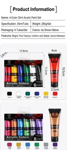 Lot de 6 tubes de peinture acrylique de 30 ml, couleurs standard et métal