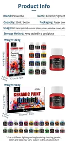 Sets de peinture céramique 12 et 24 couleurs, flacons de 25ml avec dimensions et poids
