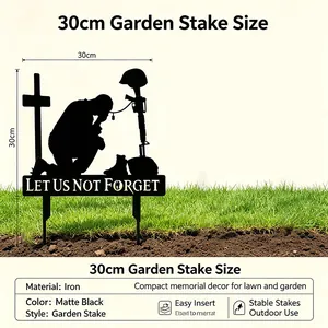 30cm metal iron soldier memorial garden stake in matte black for outdoor lawn decor