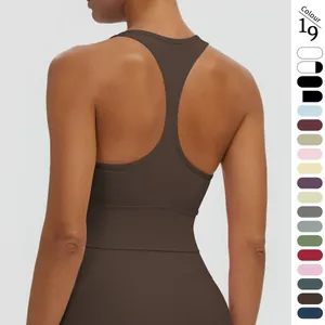 Sujetador Deportivo de Espalda Nadadora para Mujer Nylon Spandex Transpirable Acolchado Yoga Chaleco Top Alta Elasticidad Fitness Correr Crop Top