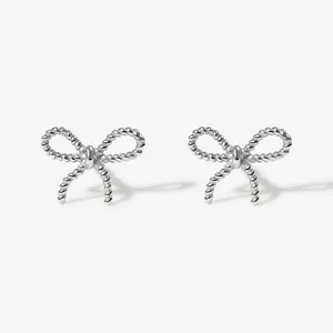 Elegante 925 sterling zilveren oorknopjes met gedraaid touwstrikontwerp voor dames
