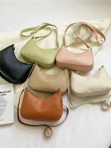 Damen Mode PU Leder Achseltasche Minimalistische Kleine Quadratische Schultertasche Crossbody Hobo Handtasche Reißverschluss