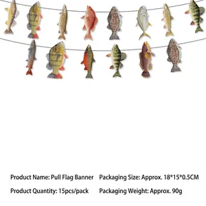 Realistische bunte Fischgirlande für Angelmotto-Partydekorationen 15 Stück Pack